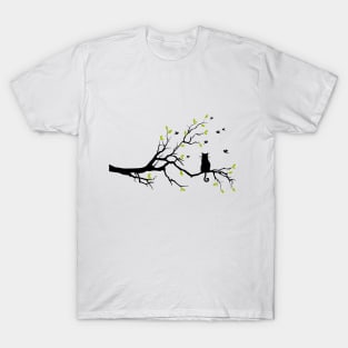 Cat sitting on tree branch T-Shirt